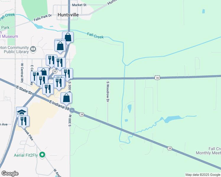 map of restaurants, bars, coffee shops, grocery stores, and more near 7228 South Woodrow Drive in Pendleton