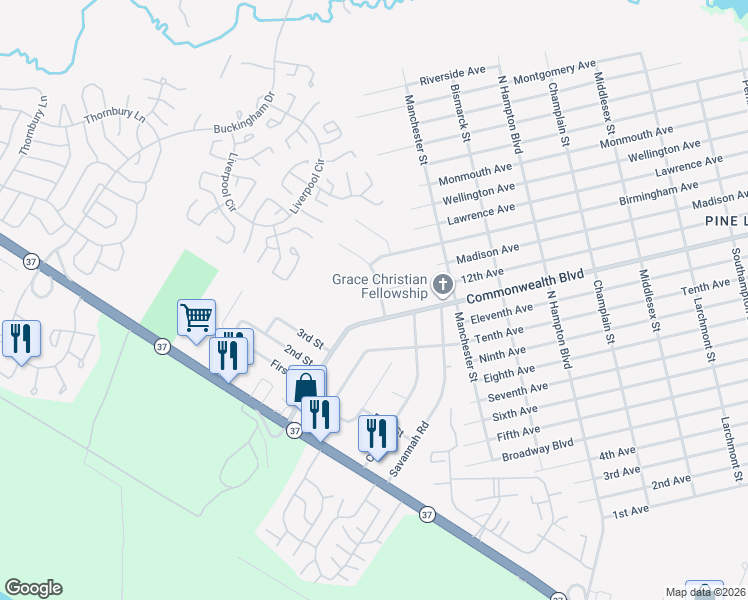 map of restaurants, bars, coffee shops, grocery stores, and more near 4 Overlook Court in Manchester Township