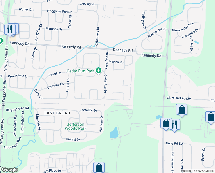 map of restaurants, bars, coffee shops, grocery stores, and more near 8603 Aconite Drive in Blacklick