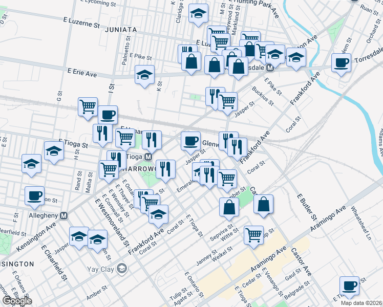 map of restaurants, bars, coffee shops, grocery stores, and more near in Philadelphia