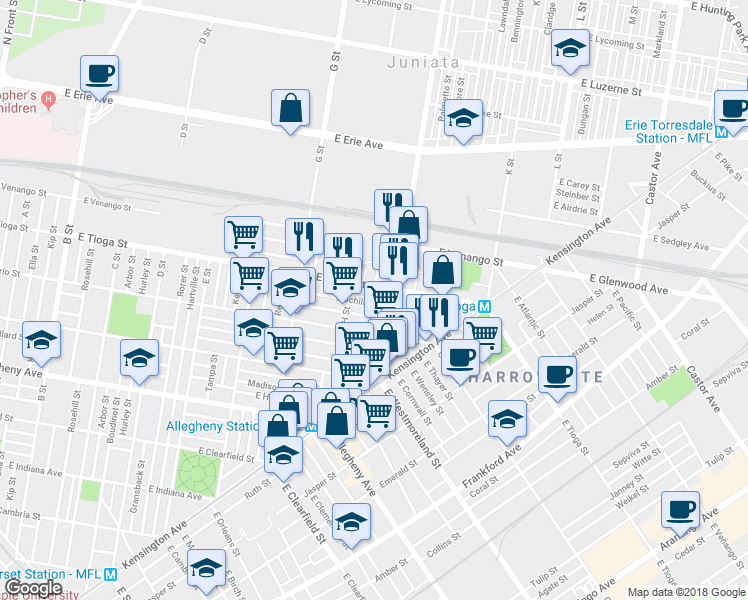 map of restaurants, bars, coffee shops, grocery stores, and more near 949 East Schiller Street in Philadelphia