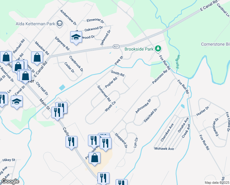map of restaurants, bars, coffee shops, grocery stores, and more near 1846 Wyatt Circle in Dover