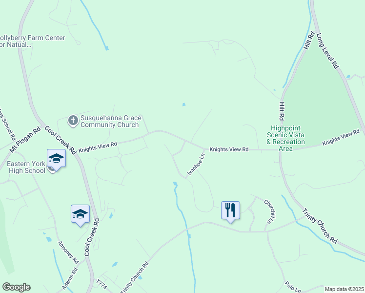 map of restaurants, bars, coffee shops, grocery stores, and more near 9 Camelot Lane in Wrightsville