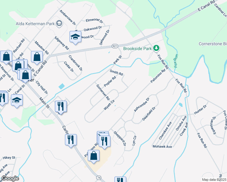 map of restaurants, bars, coffee shops, grocery stores, and more near 1846 Wyatt Circle in Dover