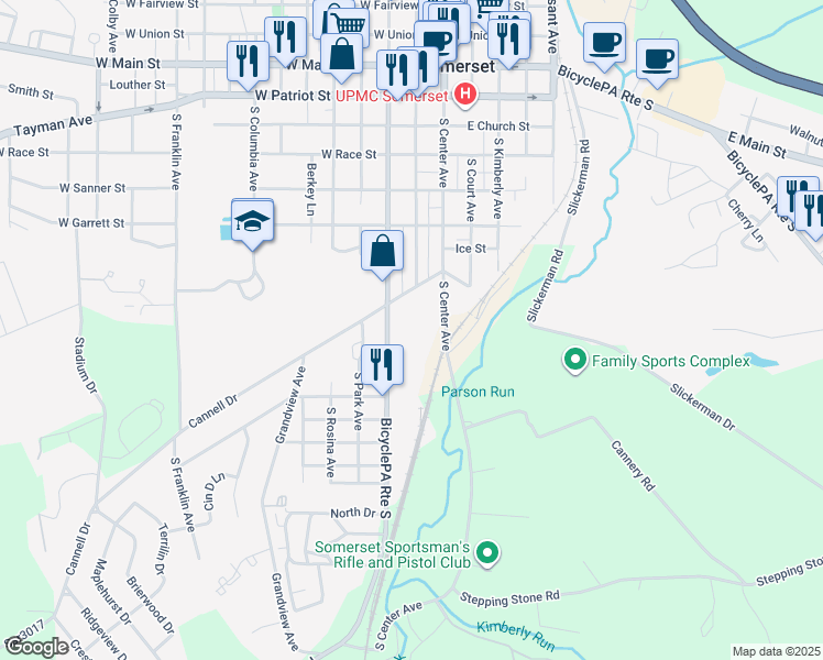 map of restaurants, bars, coffee shops, grocery stores, and more near 809 South Edgewood Avenue in Somerset