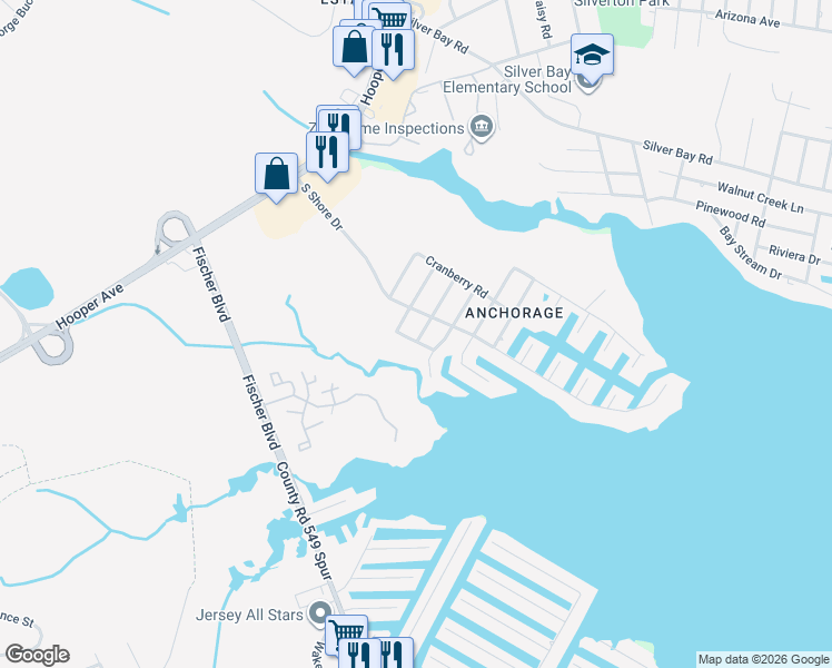 map of restaurants, bars, coffee shops, grocery stores, and more near 20 Pine Brook Drive in Toms River