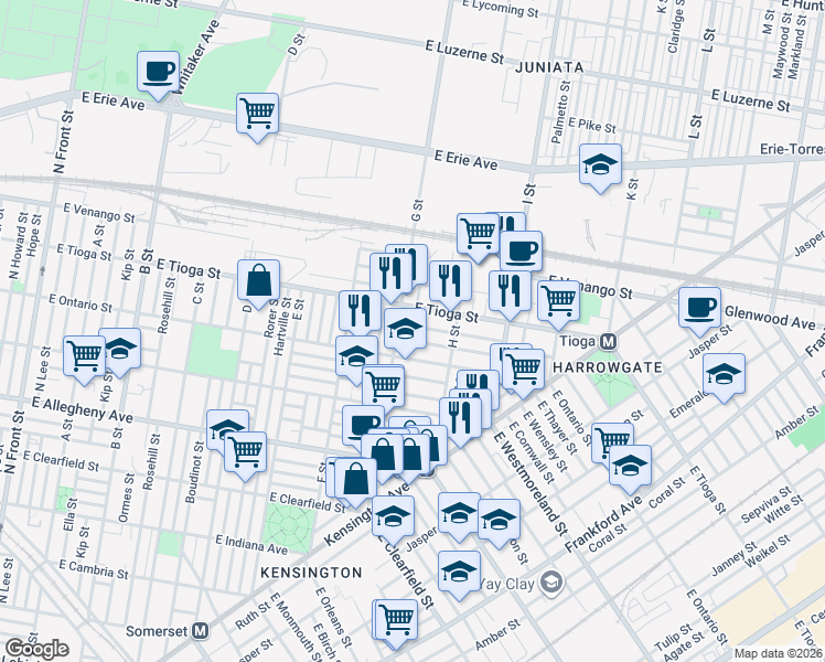 map of restaurants, bars, coffee shops, grocery stores, and more near 816 East Schiller Street in Philadelphia