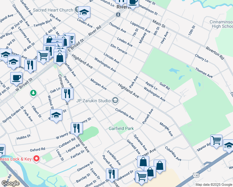 map of restaurants, bars, coffee shops, grocery stores, and more near 400 Cleveland Avenue in Palmyra