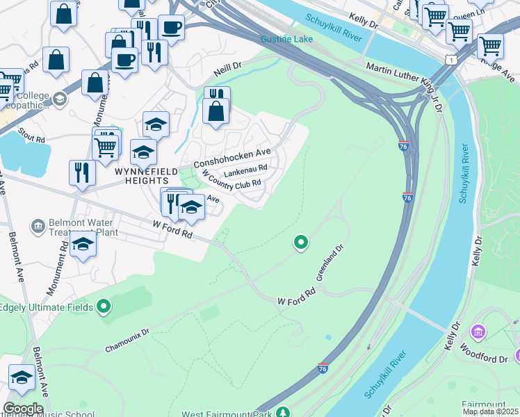 map of restaurants, bars, coffee shops, grocery stores, and more near 3712 Mimi Circle in Philadelphia