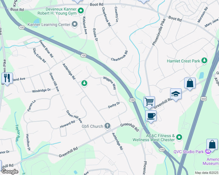 map of restaurants, bars, coffee shops, grocery stores, and more near 2011 Jessica Lane in West Chester