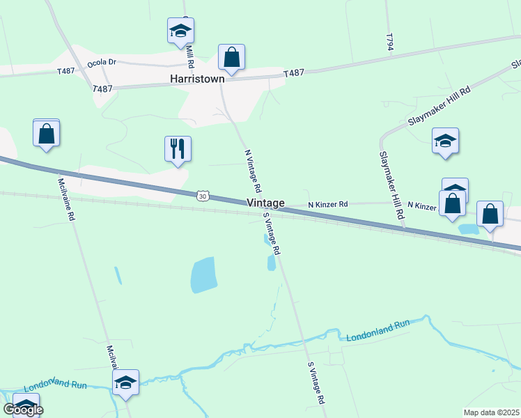 map of restaurants, bars, coffee shops, grocery stores, and more near 3460 Lincoln Highway East in Paradise