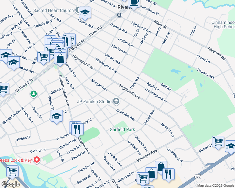 map of restaurants, bars, coffee shops, grocery stores, and more near 400 Cleveland Avenue in Palmyra