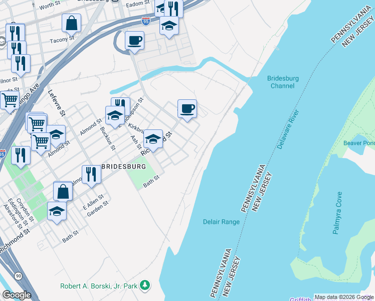 map of restaurants, bars, coffee shops, grocery stores, and more near 4821 Garden Street in Philadelphia