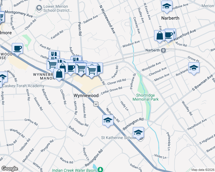 map of restaurants, bars, coffee shops, grocery stores, and more near 525 Williams Road in Wynnewood