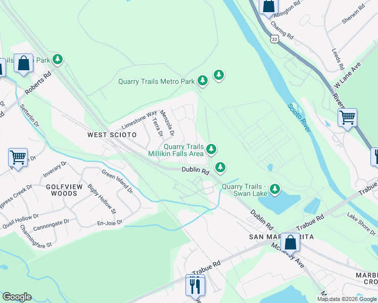 map of restaurants, bars, coffee shops, grocery stores, and more near 2280 Dublin Rd in Columbus