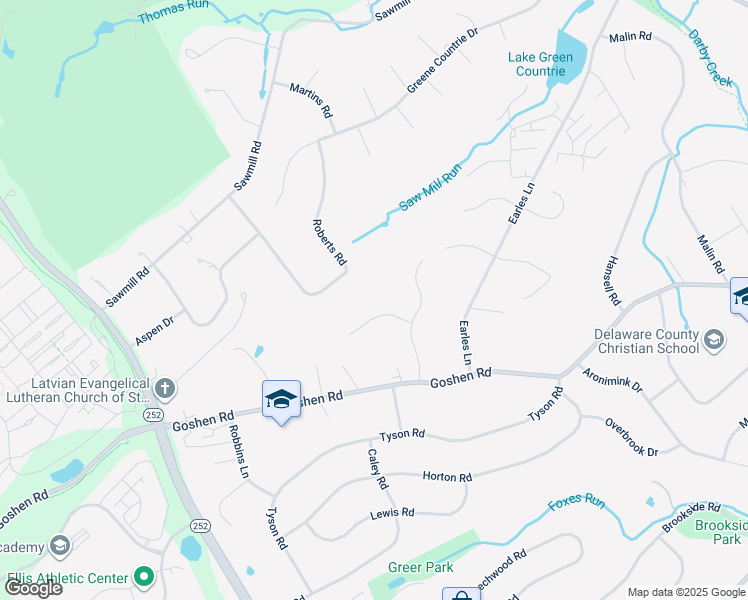 map of restaurants, bars, coffee shops, grocery stores, and more near 3423 Ivy Lane in Newtown Square
