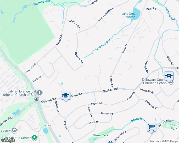 map of restaurants, bars, coffee shops, grocery stores, and more near 3423 Ivy Lane in Newtown Square
