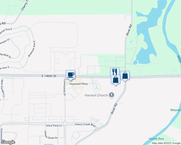 map of restaurants, bars, coffee shops, grocery stores, and more near 7422 East 146th Street in Noblesville