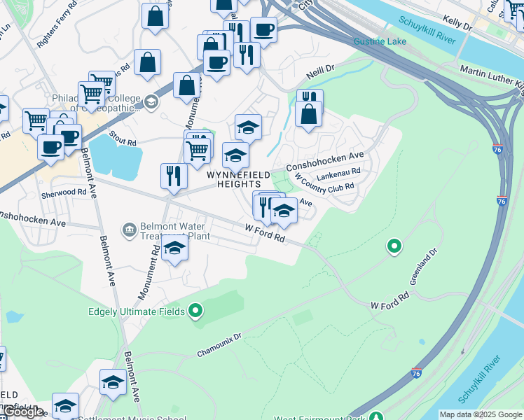map of restaurants, bars, coffee shops, grocery stores, and more near in Philadelphia