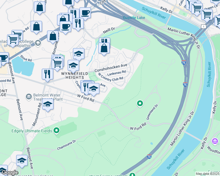 map of restaurants, bars, coffee shops, grocery stores, and more near 2665 Wentworth Road in Philadelphia