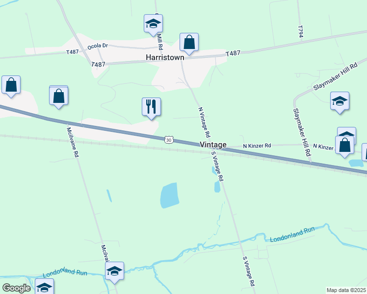 map of restaurants, bars, coffee shops, grocery stores, and more near 3446 Lincoln Highway in Paradise
