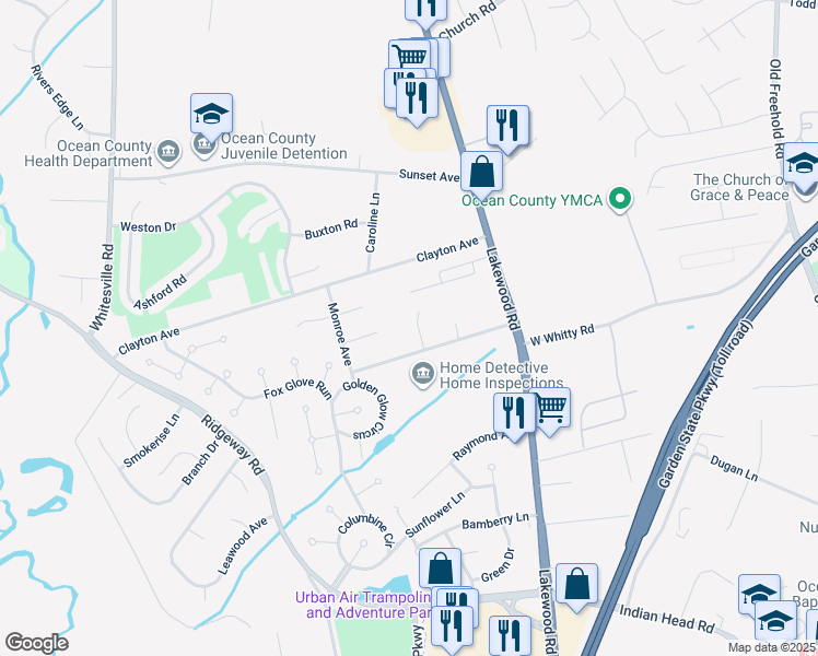 map of restaurants, bars, coffee shops, grocery stores, and more near 109 Kristjan Court in Toms River