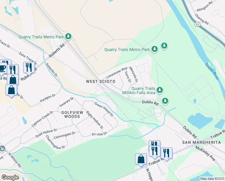 map of restaurants, bars, coffee shops, grocery stores, and more near 2280 Dublin Road in Columbus