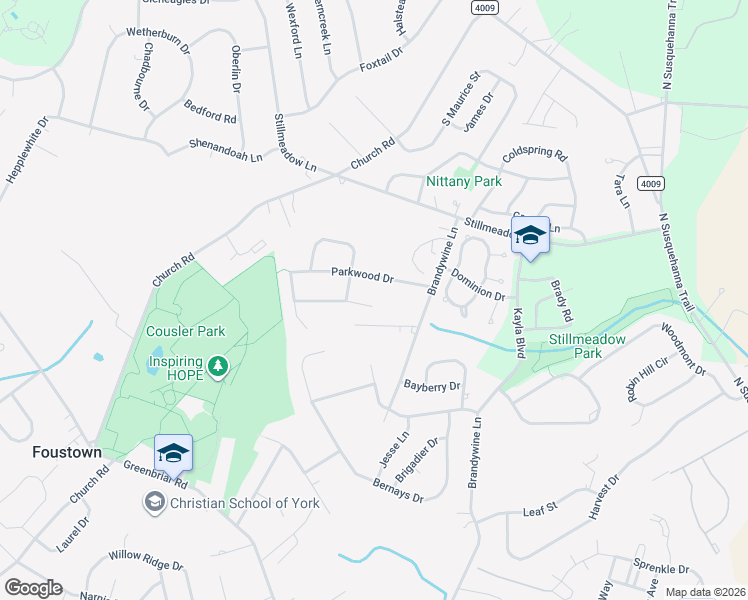 map of restaurants, bars, coffee shops, grocery stores, and more near 626 Crosslyn Drive in York