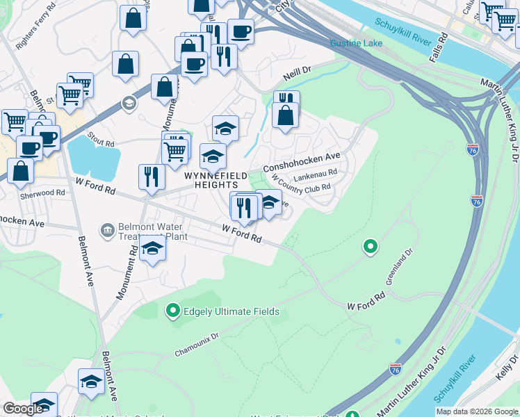 map of restaurants, bars, coffee shops, grocery stores, and more near 2649 Daphne Road in Philadelphia