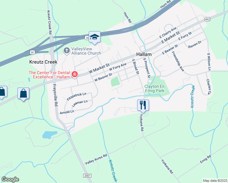 map of restaurants, bars, coffee shops, grocery stores, and more near 284 Orange Street in York