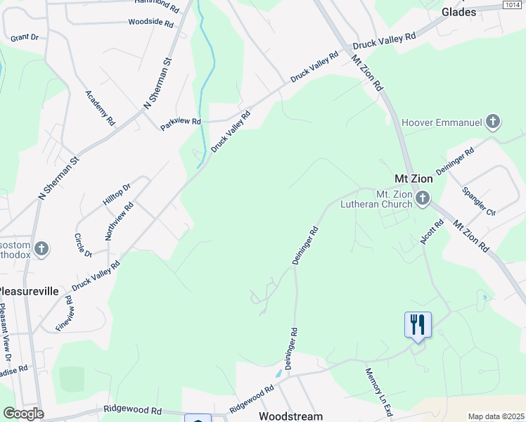 map of restaurants, bars, coffee shops, grocery stores, and more near Radio Road in York