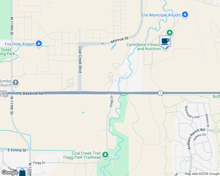 map of restaurants, bars, coffee shops, grocery stores, and more near 12636 Flagg Drive in Lafayette