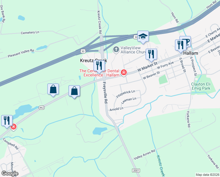 map of restaurants, bars, coffee shops, grocery stores, and more near 31 Crawford Court in Hallam