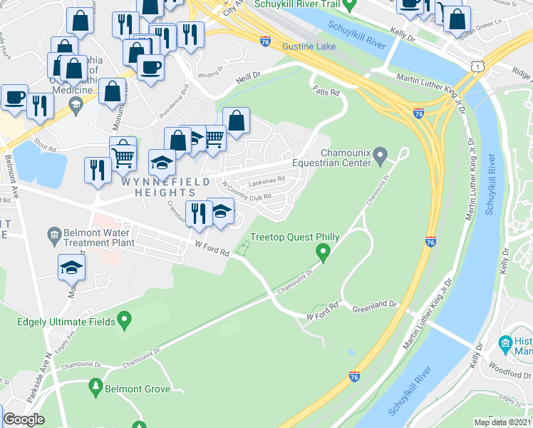 map of restaurants, bars, coffee shops, grocery stores, and more near 2614 W Mimi Cir in Philadelphia