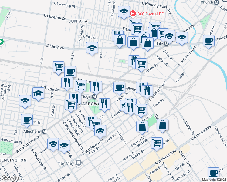map of restaurants, bars, coffee shops, grocery stores, and more near in Philadelphia