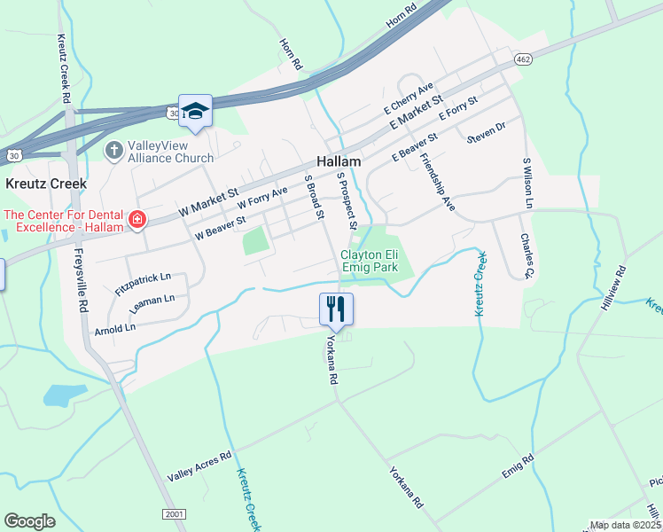 map of restaurants, bars, coffee shops, grocery stores, and more near 100 Schoolhouse Lane in Hallam