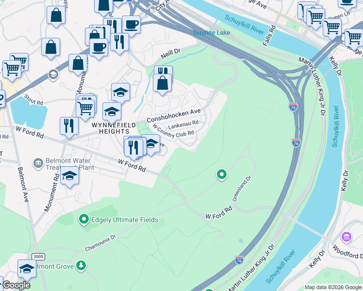 map of restaurants, bars, coffee shops, grocery stores, and more near 2665 Wentworth Road in Philadelphia