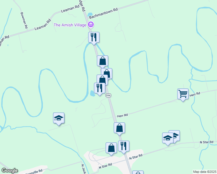 map of restaurants, bars, coffee shops, grocery stores, and more near 229 Hartman Bridge Road in Ronks