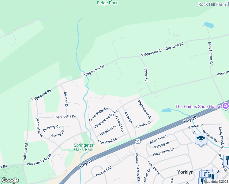 map of restaurants, bars, coffee shops, grocery stores, and more near 3705 Pleasant Valley Road in York