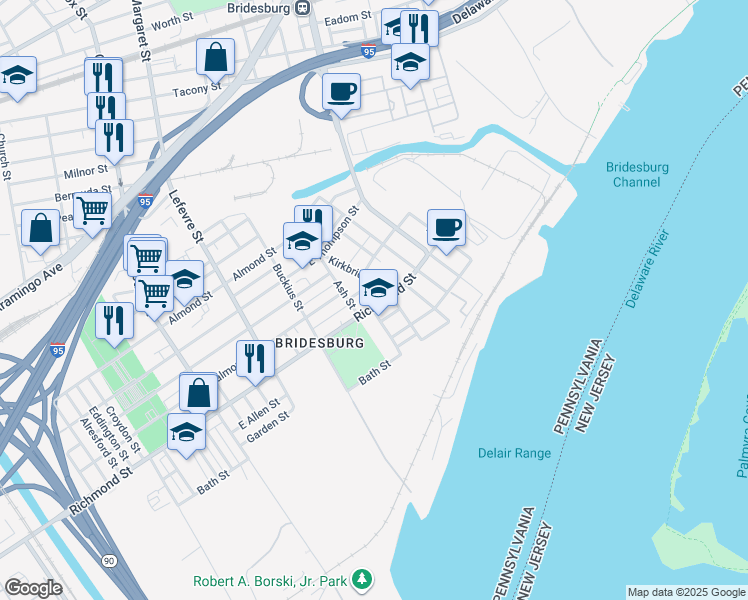 map of restaurants, bars, coffee shops, grocery stores, and more near 4742 Melvale Street in Philadelphia