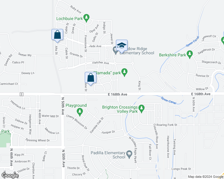 map of restaurants, bars, coffee shops, grocery stores, and more near 1688 Aquamarine Drive in Lochbuie