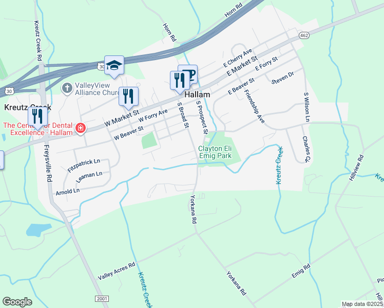 map of restaurants, bars, coffee shops, grocery stores, and more near 100 Schoolhouse Lane in Hallam