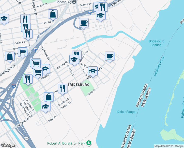map of restaurants, bars, coffee shops, grocery stores, and more near 4742 Melvale Street in Philadelphia