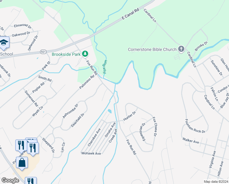map of restaurants, bars, coffee shops, grocery stores, and more near 183 Omaha Avenue in Dover