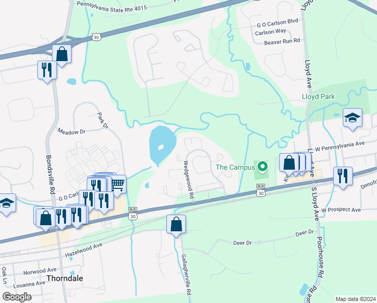 map of restaurants, bars, coffee shops, grocery stores, and more near 403 Bianca Circle in Downingtown