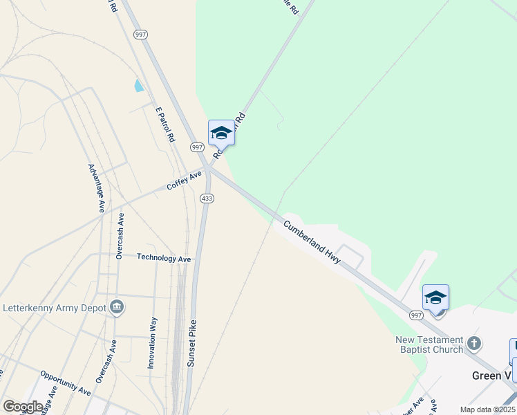 map of restaurants, bars, coffee shops, grocery stores, and more near 5983 Cumberland Highway in Chambersburg