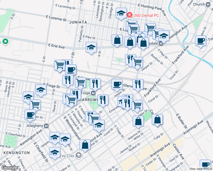 map of restaurants, bars, coffee shops, grocery stores, and more near 3540 Ruth Street in Philadelphia