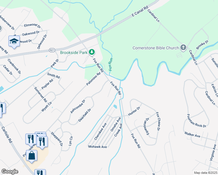 map of restaurants, bars, coffee shops, grocery stores, and more near 1712 Boxwood Court in Dover