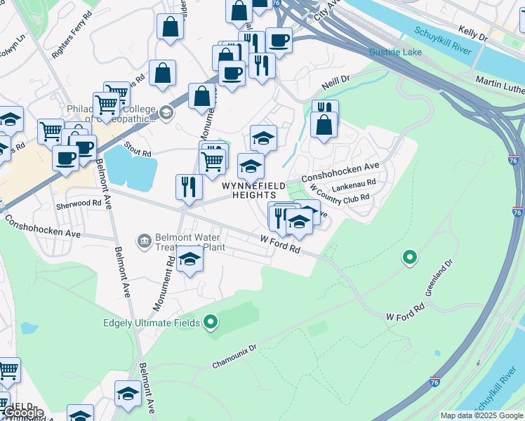 map of restaurants, bars, coffee shops, grocery stores, and more near in Philadelphia