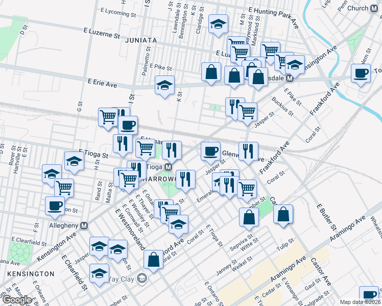 map of restaurants, bars, coffee shops, grocery stores, and more near 3540 Ruth Street in Philadelphia